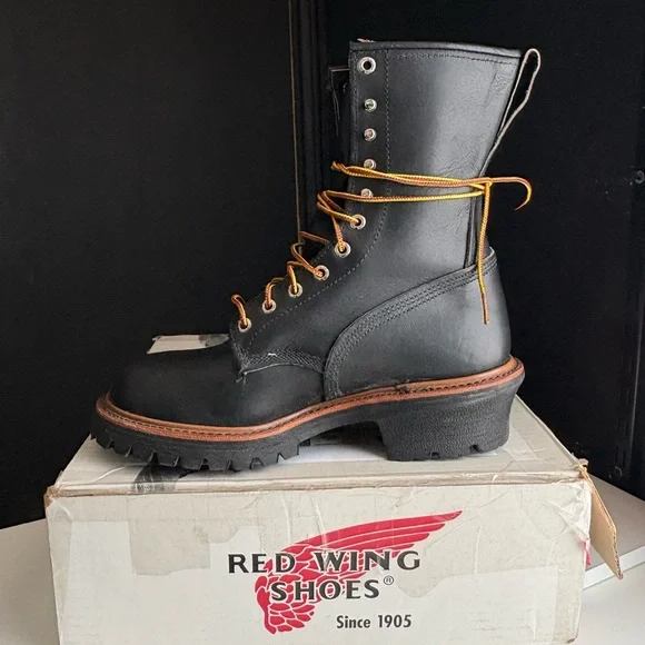 Red Wing Vintage Leather Logger Vibram Lace up Boot made in USA Deadstock - Picture 6 of 14
